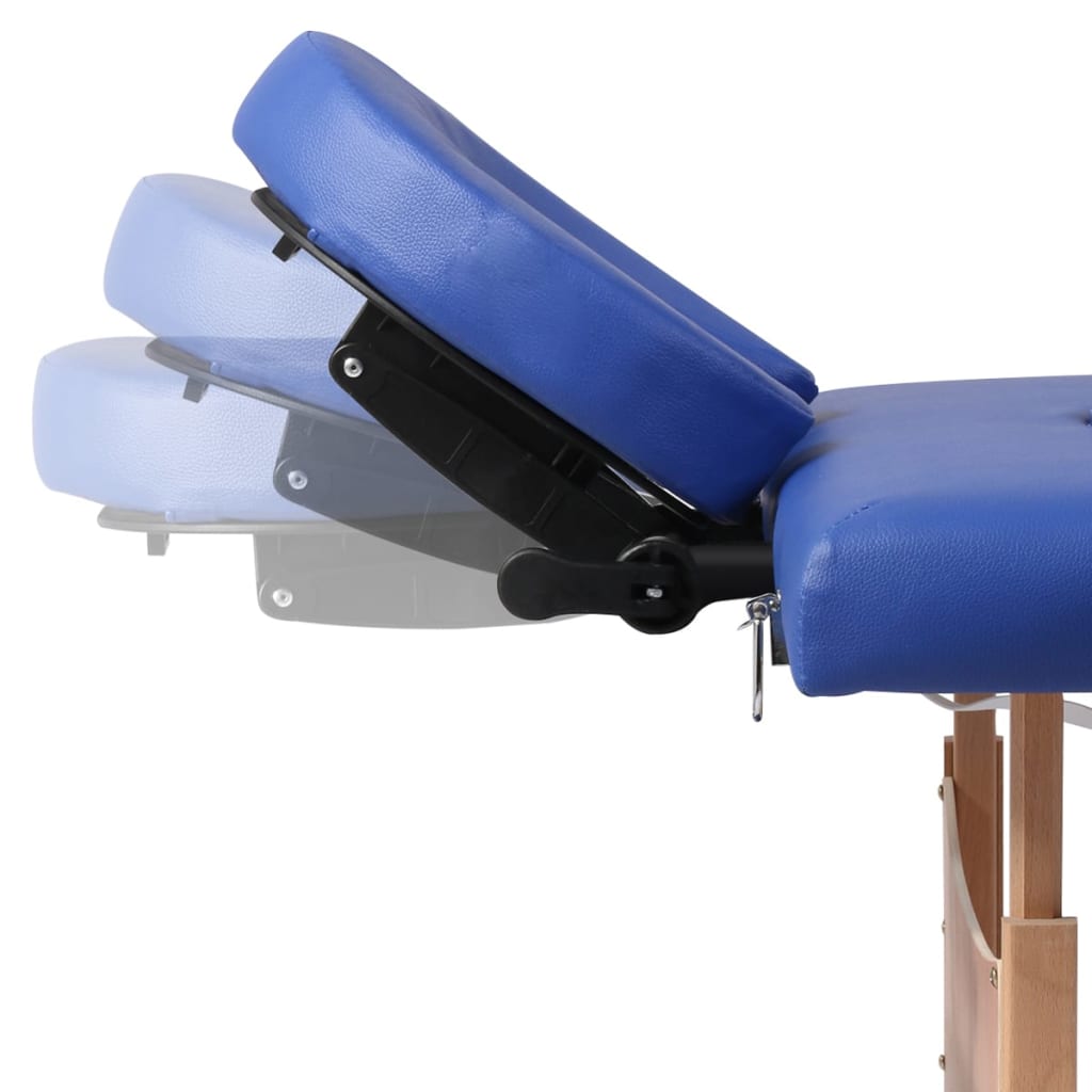 Inklapbare massagetafel 4 zones met houten frame (blauw)