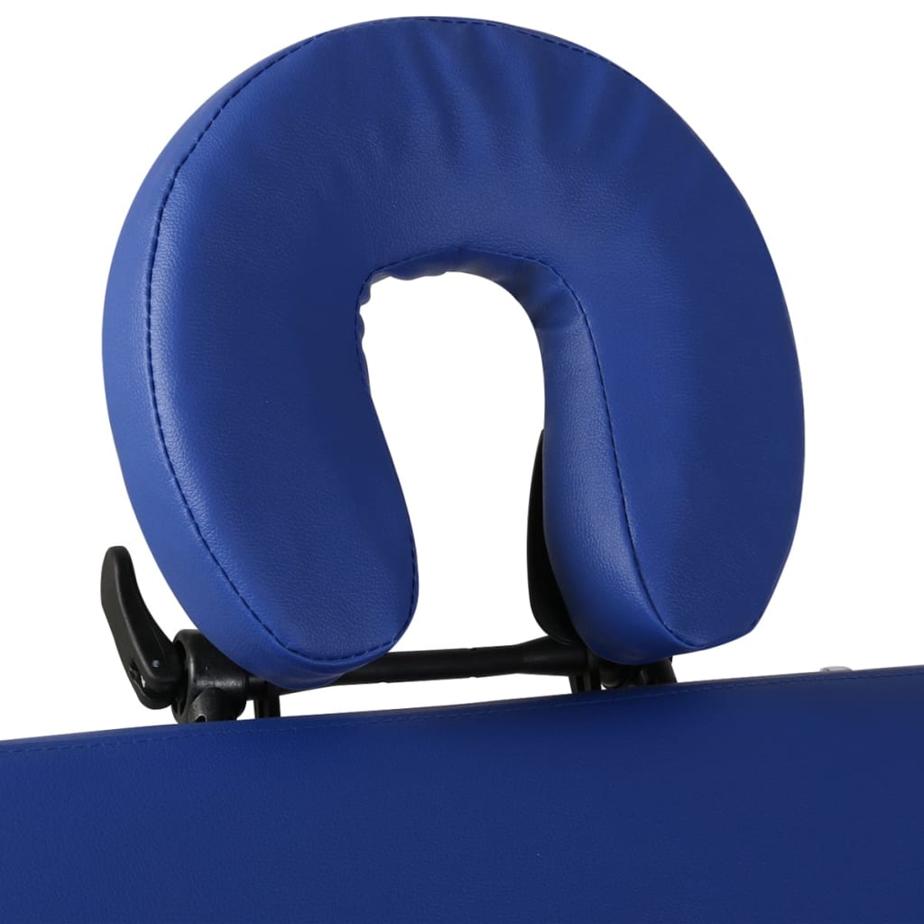 Inklapbare massagetafel 4 zones met houten frame (blauw)