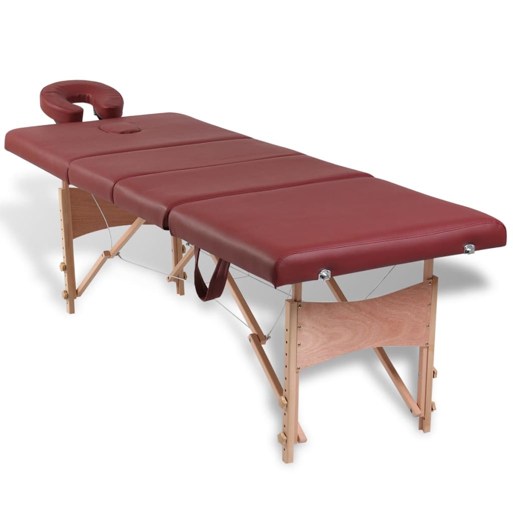 VidaXL - vidaXL Massagetafel inklapbaar met houten frame (vier delen / rood)