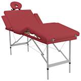 Röd hopfällbar 4-sektions massagebänk med aluminium ram