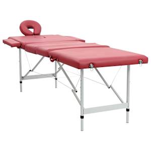 Sulankstomas Masažo Stalas su Aliuminio Rėmu, 4 zonų, Raudonas