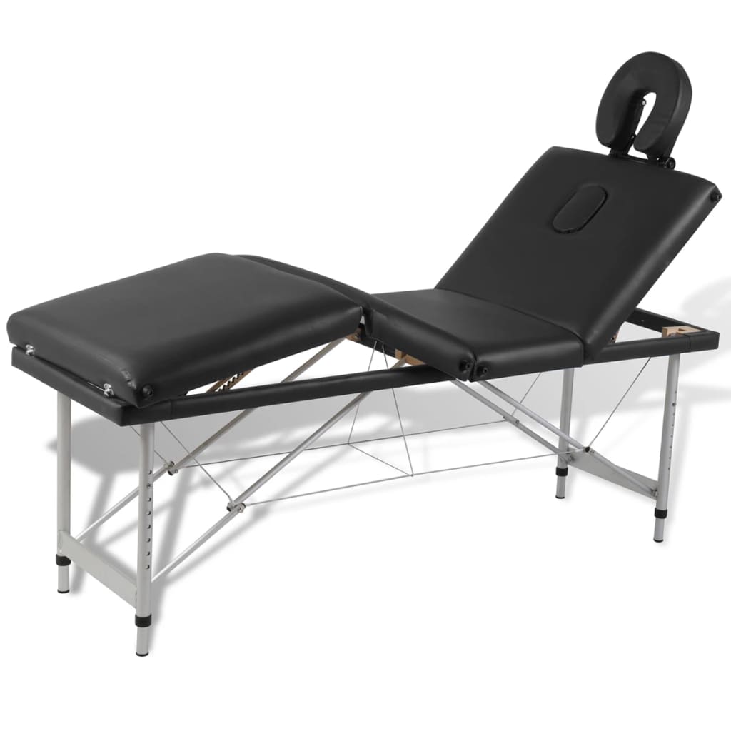 6: vidaXL massagebord foldbart 4 zoner aluminiumsstel sort