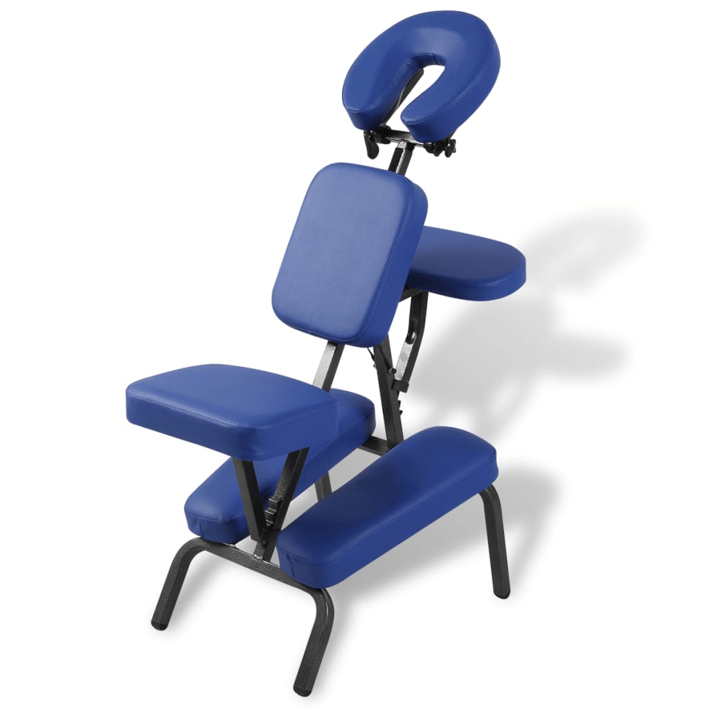 vidaXL Scaun de masaj pliabil & portabil, albastru poza 2021 vidaXL