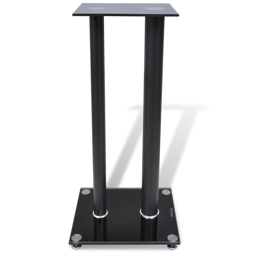 2 pcs Glass Speaker Stand (Each with 2 Black Pillars)