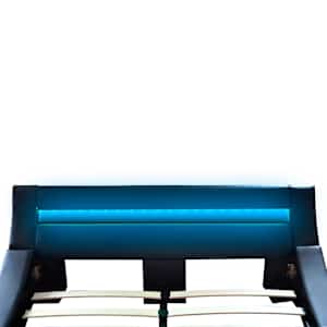 Postel s matrací LED černá umělá kůže 180 x 200 cm - obrázek 7