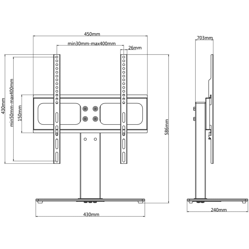 TV falikonzol talppal 400 x 400 mm 23" - 55" 