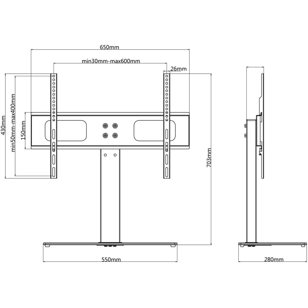 TV falikonzol talppal 600 x 400 mm 32" - 70" 