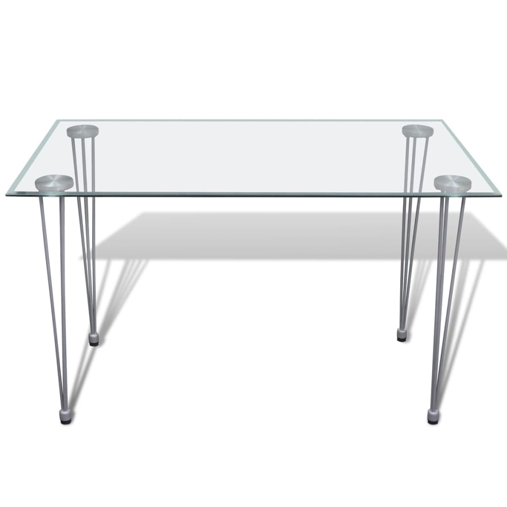 

vidaXL Eettafel met glazen tafelblad transparant