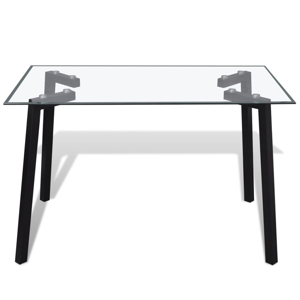 

vidaXL Eettafel met glazen tafelblad en zwarte poten