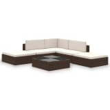 vidaXL Outdoor Lounge Set 15 Pieces Brown Poly Rattan