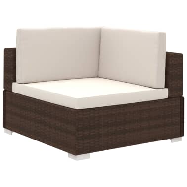 vidaXL 6 pcs conjunto lounge jardim c/ almofadões vime PE castanho[4/8]