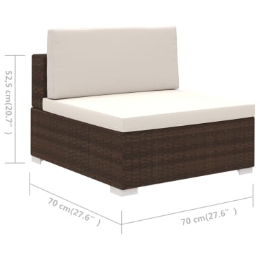 vidaXL 6 pcs conjunto lounge jardim c/ almofadões vime PE castanho[7/8]