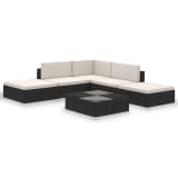 vidaXL Outdoor Lounge Set 15 Pieces Black Poly Rattan