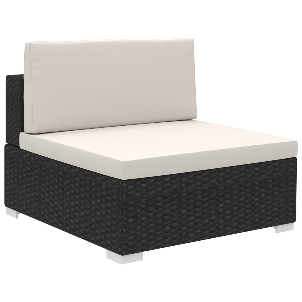 vidaXL 6-delige Loungeset met kussens poly rattan zwart afbeelding
