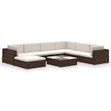 vidaXL Outdoor Lounge Set 24 Pieces Brown Poly Rattan