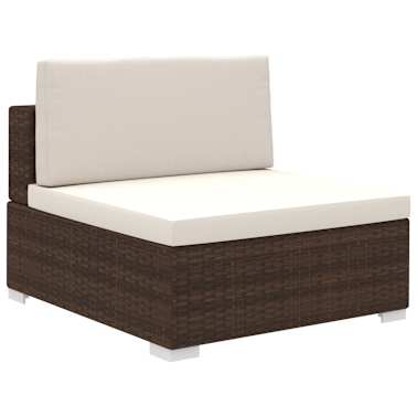vidaXL 8 pcs conjunto lounge jardim c/ almofadões vime PE castanho[4/8]