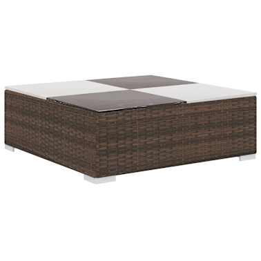 vidaXL 8 pcs conjunto lounge jardim c/ almofadões vime PE castanho[6/8]