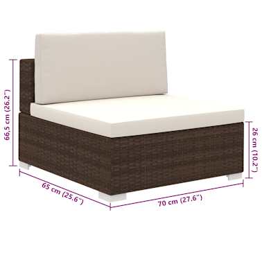 vidaXL 8 pcs conjunto lounge jardim c/ almofadões vime PE castanho[8/8]