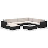 vidaXL Outdoor Lounge Set 24 Pieces Black Poly Rattan
