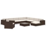 vidaXL Conjunto lounge para jardim 35 pcs castanho vime