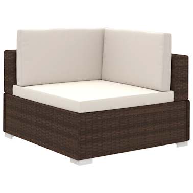 vidaXL 12 pcs conjunto lounge jardim c/ almofadões vime PE castanho[3/8]