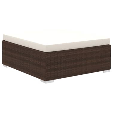 vidaXL 12 pcs conjunto lounge jardim c/ almofadões vime PE castanho[5/8]