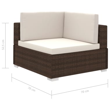 vidaXL 12 pcs conjunto lounge jardim c/ almofadões vime PE castanho[7/8]