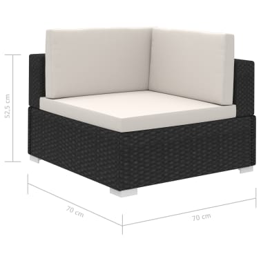 vidaXL 12 pcs conjunto lounge de jardim c/ almofadões vime PE preto[7/7]