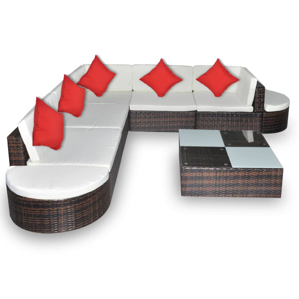 vidaXL Outdoor Lounge Set 27 Pieces Brown Poly Rattan
