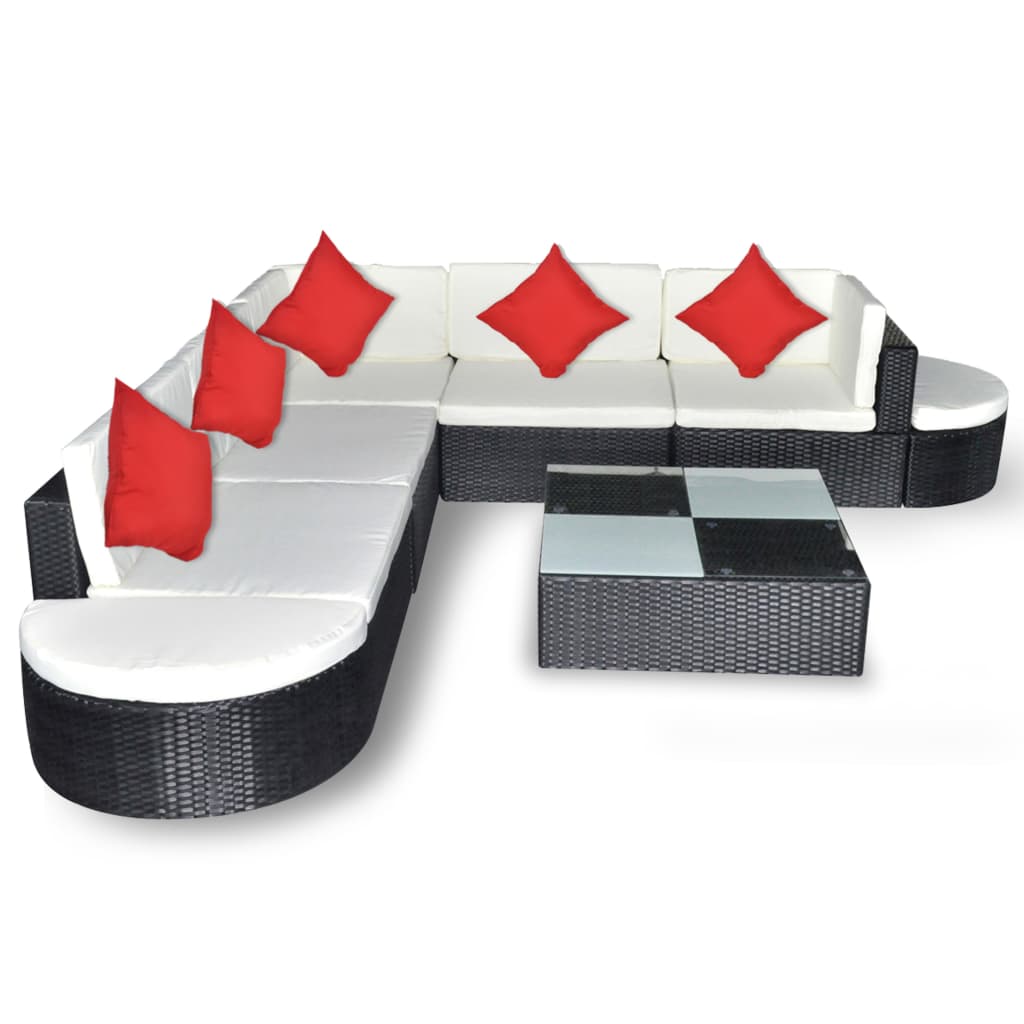 VidaXL - vidaXL Loungeset poly rattan zwart 27-delig