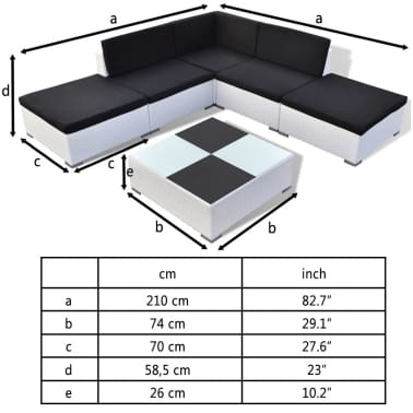 vidaXL 6 pcs conjunto lounge de jardim c/ almofadões vime PE branco[4/4]