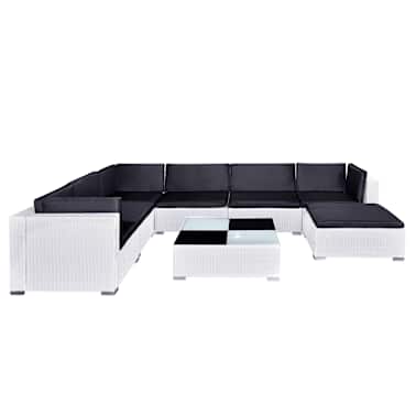 vidaXL 8 pcs conjunto lounge de jardim c/ almofadões vime PE branco[3/7]