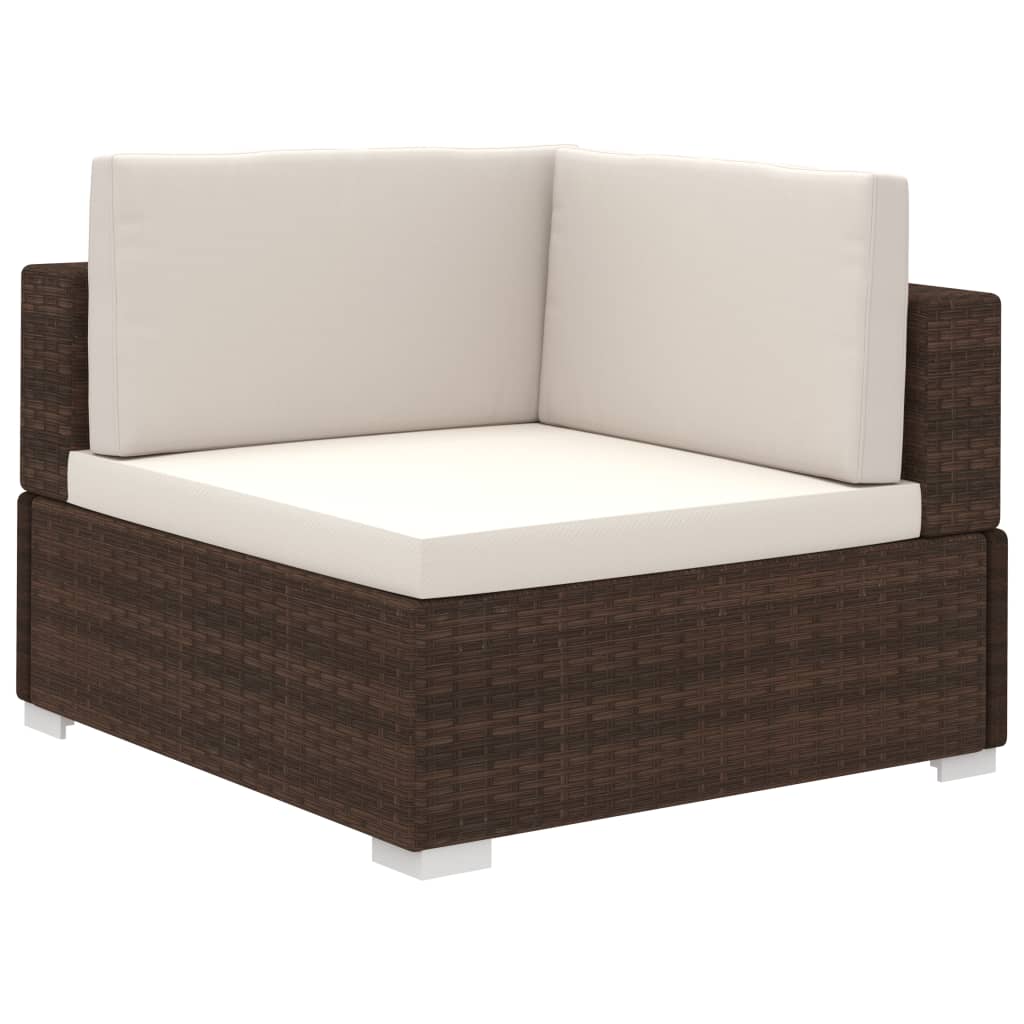vidaXL 6-delige Loungeset met kussens poly rattan bruin