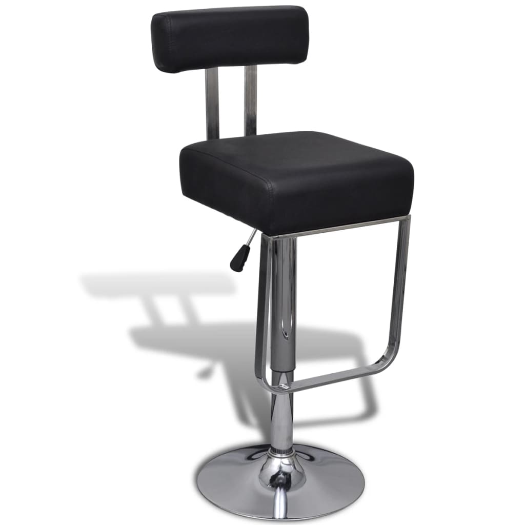 vidaXL Tabourets de bar 2 pcs Noir Similicuir