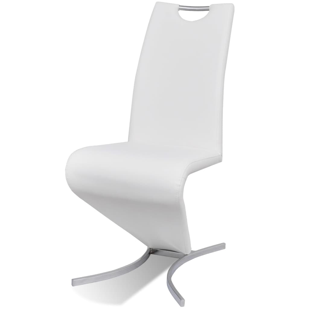 vidaXL Valgomojo kėdės, 6vnt., baltos spalvos, dirbtinė oda