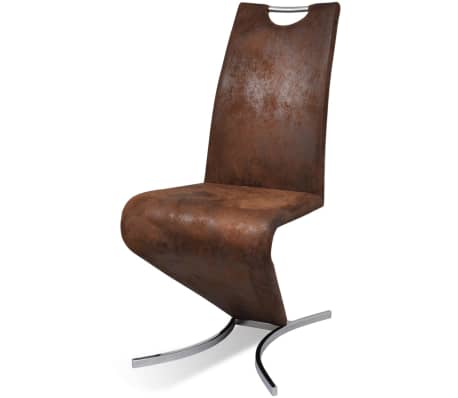 vidaXL Valgomojo kėdės, 4 vnt., rudos spalvos, dirbtinė oda
