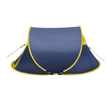 vidaXL Tente de camping escamotable 2 personnes bleu marine/jaune