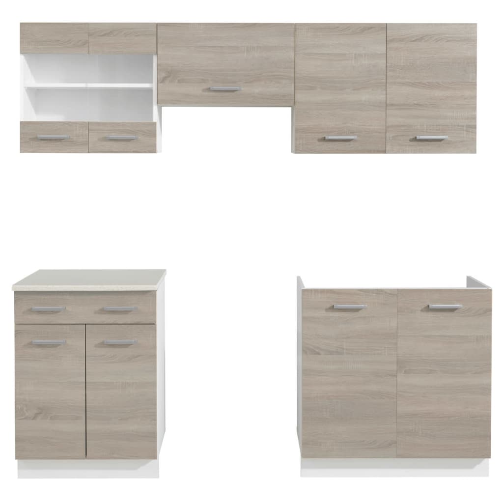 

vidaXL Keukenkastenset met gootsteen 80x60 cm eiken-look 5-delig