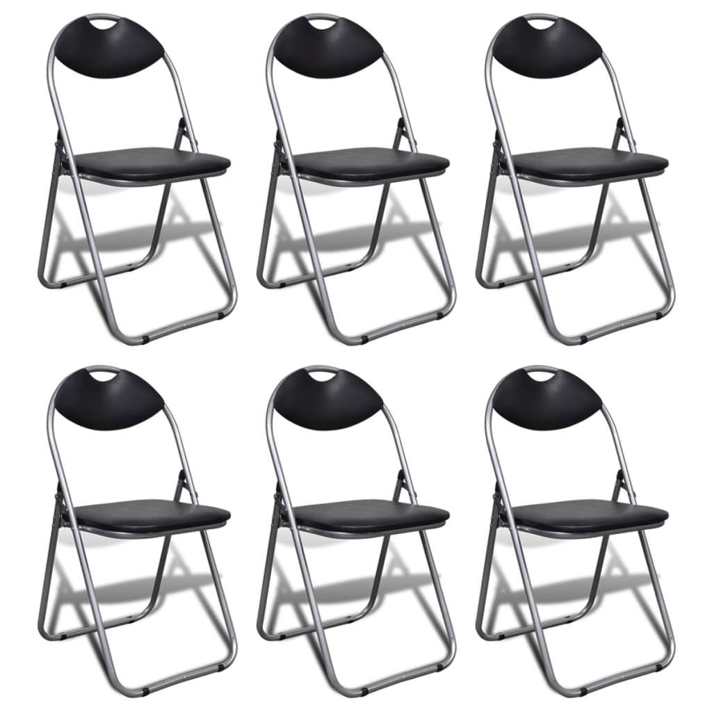 Chaise pliable de salle à manger 6 pcs Cadre en acier Noir