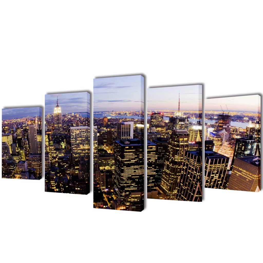 vidaXL Canvas Wall Print Set Birds Eye View of New York Skyline 79" x 39"