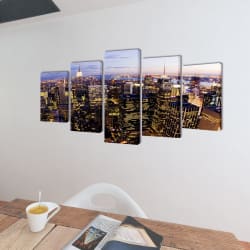 Canvas Wall Print Set Birds Eye View of New York Skyline 79" x 39"