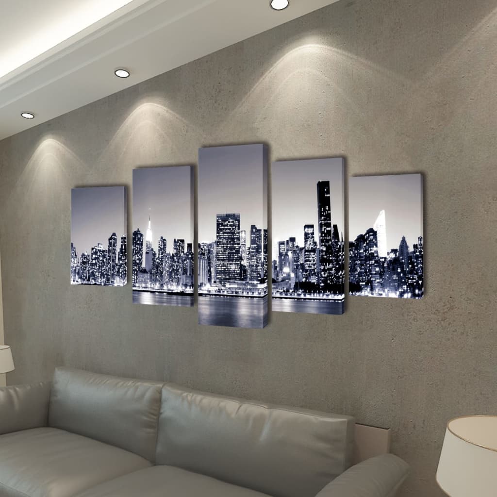 VidaXL - vidaXL Canvasdoeken monochroom New York skyline 100 x 50 cm