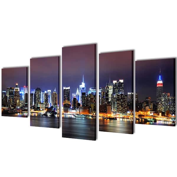 vidaXL V&auml;rviline New Yorgi siluetiga l&otilde;uend seinale 100 x 50 cm