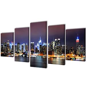 Set platen s printom New York ponoči 200 x 100 cm