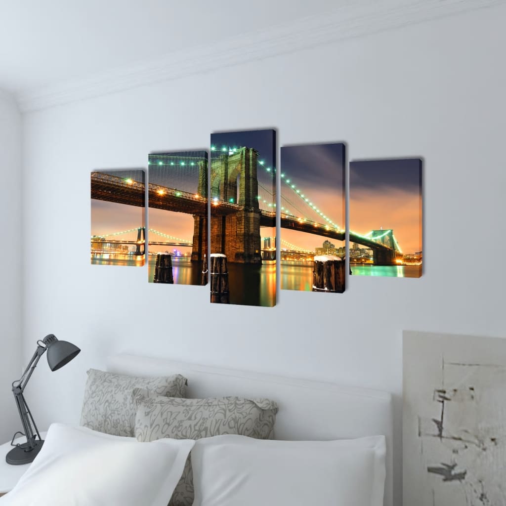 Sada obrazov na stenu, motív Brooklynský most 100 x 50 cm