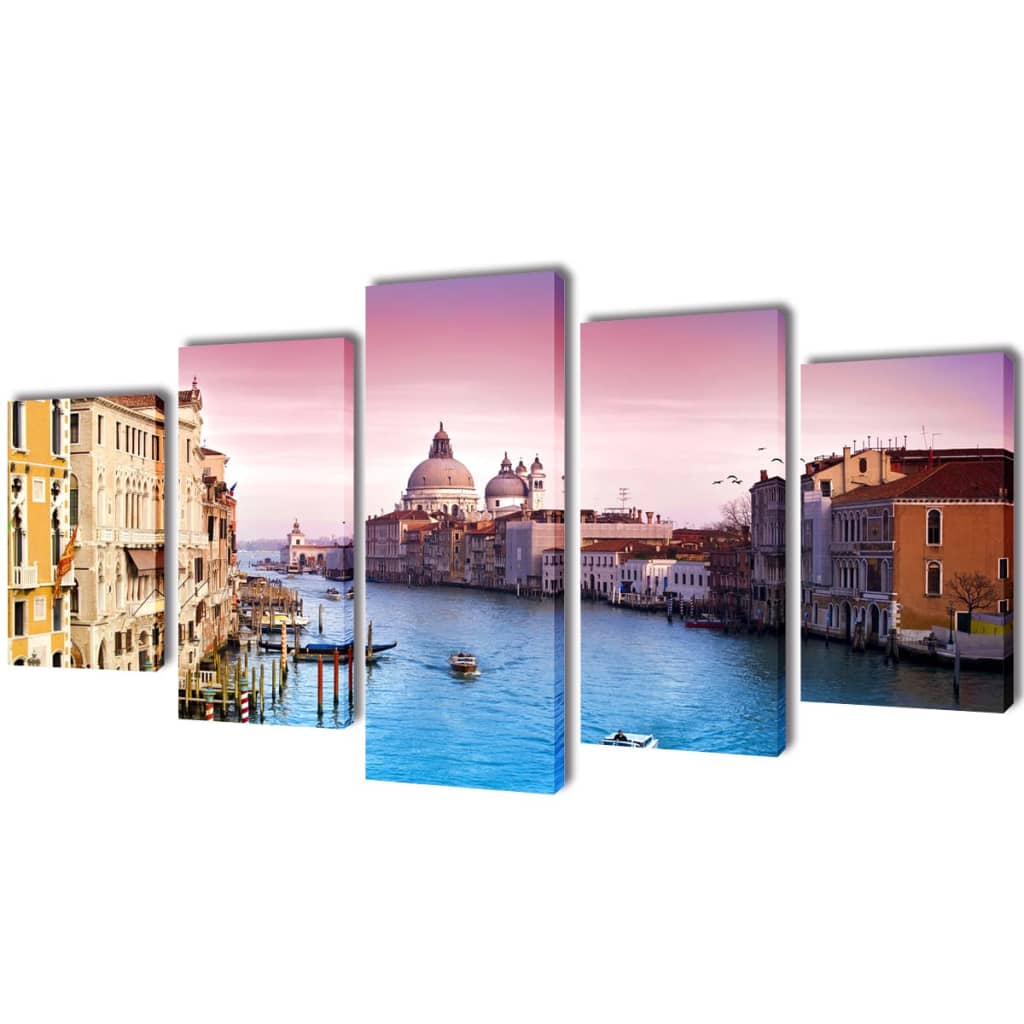 vidaXL Canvas Wall Print Set Venice 79" x 39"