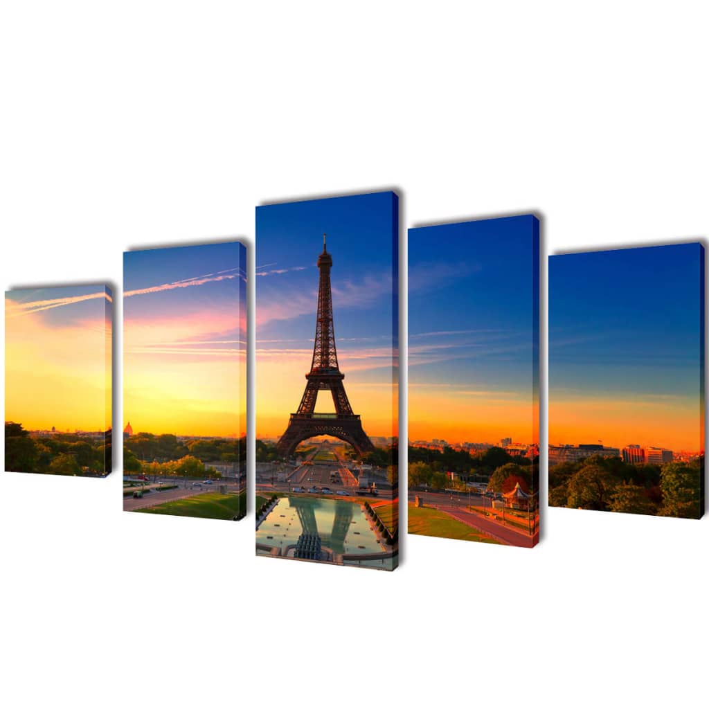 Set de tablouri imprimate pe pânză Turnul Eiffel 100 x 50 cm vidaXL