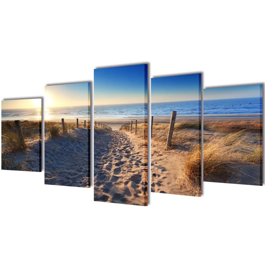 Set tablouri de pânză plajă cu nisip 100 x 50 cm vidaxl.ro