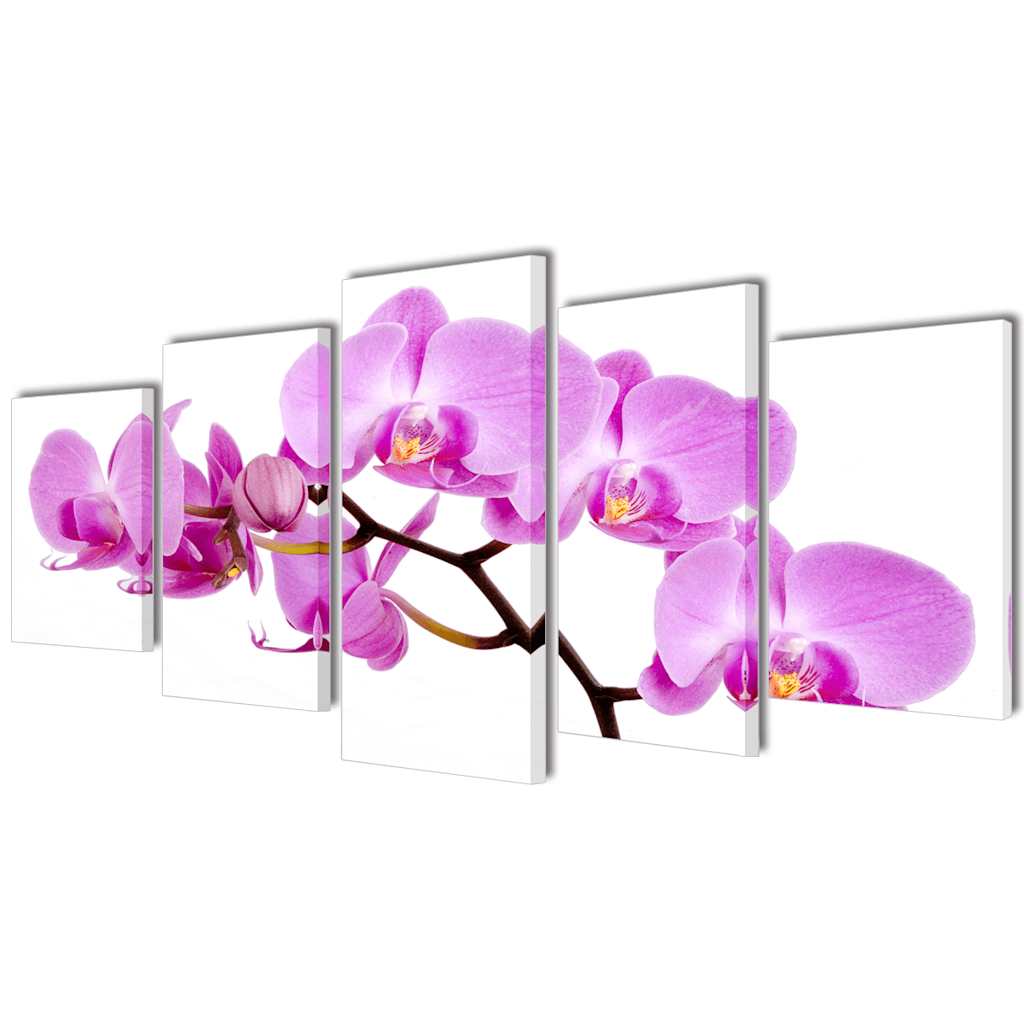 vidaXL Sada obrazů, tisk na plátně, orchidej, 100 x 50 cm