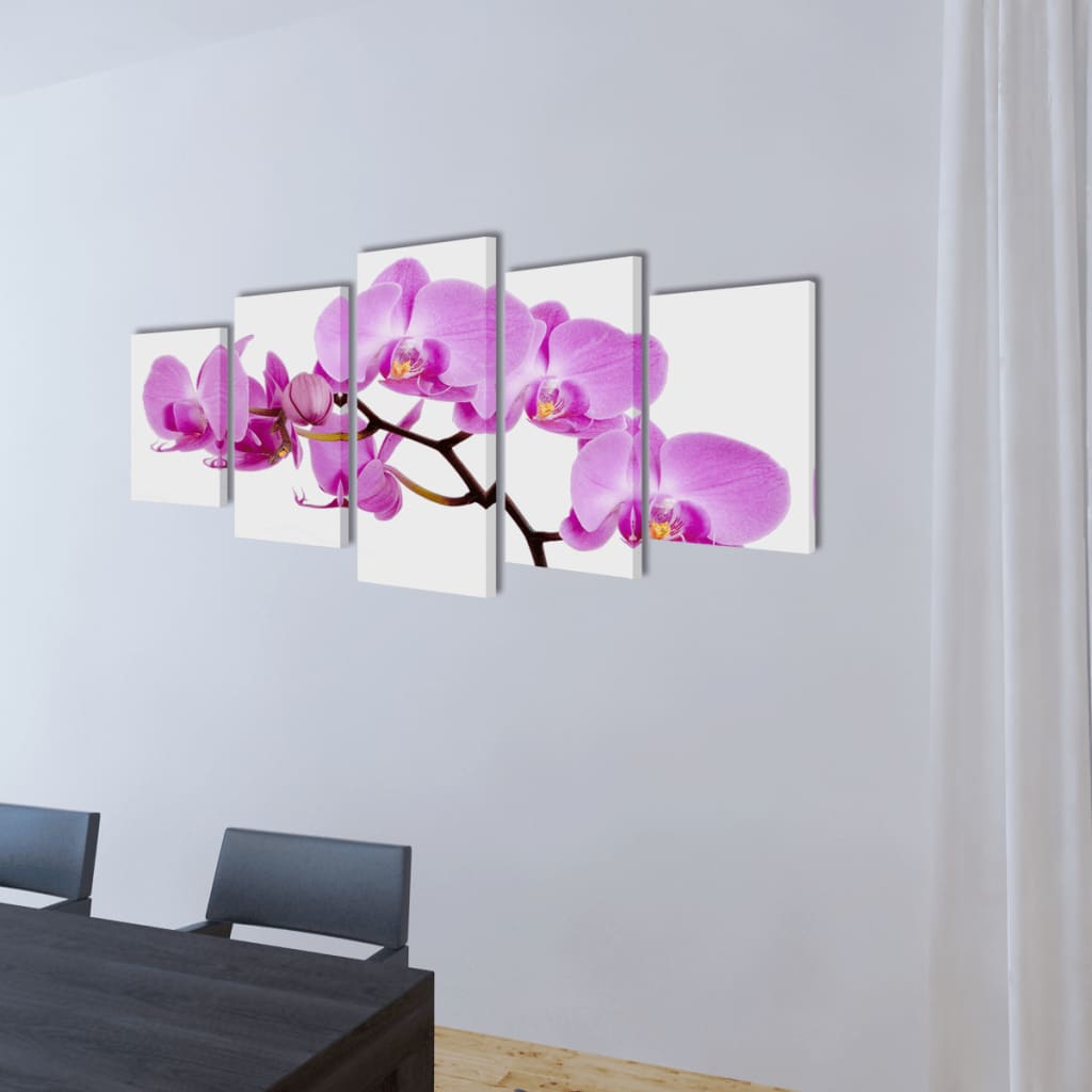 Thumbnail - vidaXL Bilder Dekoration Set Orchidee 100 x 50 cm